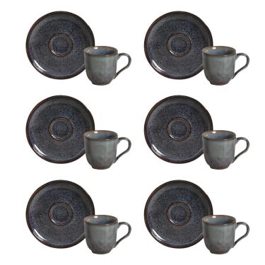 Imagem de Conjunto de Xícaras de Café com Pires Porto Brasil Bio Titanium 6 peças - 120 ml 