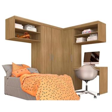 Imagem de Guarda Roupa Modulado Com Escrivaninha Luzia Boreal - Móveis Arapongas Boreal