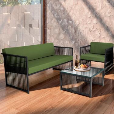 Imagem de Conjunto para Área Externa de Corda Náutica  - Poltrona Namoradeira Mesa de Centro Santiago