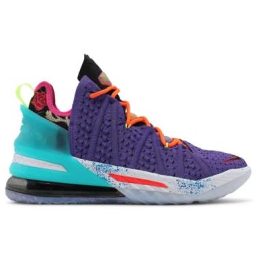 Imagem de Nike Tênis de basquete masculino Lebron 18, Roxo psíquico/multicolorido/preto, 43
