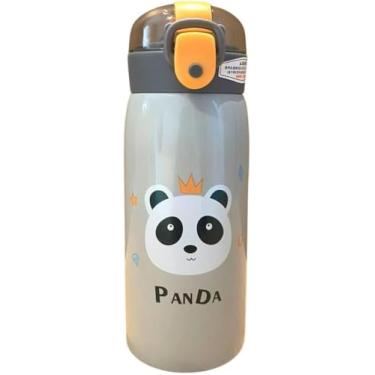 Imagem de Garrafa Térmica Infantil de Inox com Tampa, Trava e Canudo (PANDA) - 500 ml