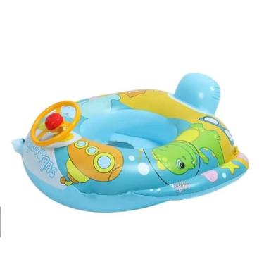 Imagem de Boia Carro Inflável para Bebês, Crianças, Flutuador de Piscina Infantil, Carrinho com Volante e Buzina com Som (Azul)