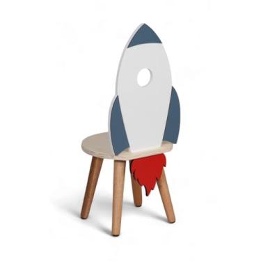 Imagem de Cadeira Foguete Desenho Brinquedo Infantil Espacial Madeira