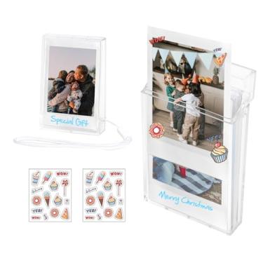 Imagem de WOGOZAN Mini capa com suporte de imagem de 7,6 cm para Fujifilm Instax Mini 12/11/SE/41/40/99/9/8/7+/7s/EVO/Link, capa de proteção fotográfica, bolsa de fotos com cordão de pulso (pacote com 2)