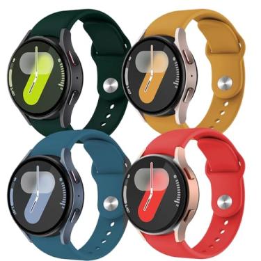 Imagem de Pulseiras esportivas para Samsung Galaxy Watch 7/6/5/4/FE de 40 mm e 44 mm/Watch 6 Classic de 47 mm e 43 mm/Watch 4 Classic de 46 mm e 42 mm feminino/masculino, pulseira de silicone para Samsung Watch