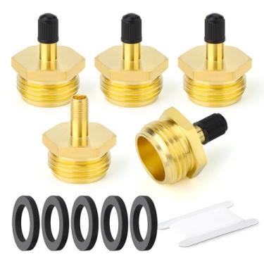 Imagem de GASHER Válvula de tanque macho NPT de 5 peças de 3/10.2 cm, válvula Schrader, de latão anticorrosão, uso com tanques de compressor de ar