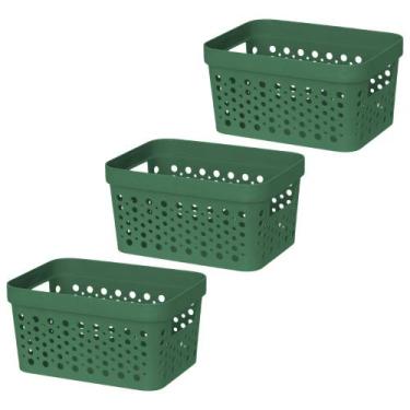 Imagem de Kit 3 Cestos Organizador s/ Tampa Trama Rattan 2L Usual - Usual Utilid