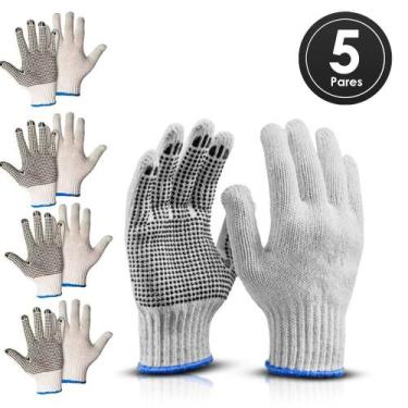 Imagem de Luva EPI Pigmentada Tricotada Reforçada Segurança 5 Pares - WORKER, UN