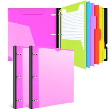 Imagem de INFUN Caderno telescópico tudo-em-um - 2 peças, fichário recarregável de 3 anéis com 1 pasta de bolso móvel de plástico, 5 divisórias de plástico, papel milimetrado e papel pautado para faculdade -