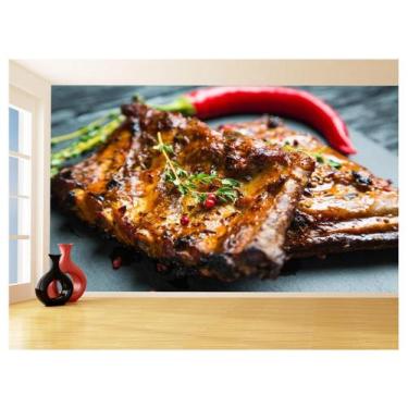 Imagem de Papel De Parede 3D Alimentos Carne Churrasco 3,5M Al288 - Você Decora