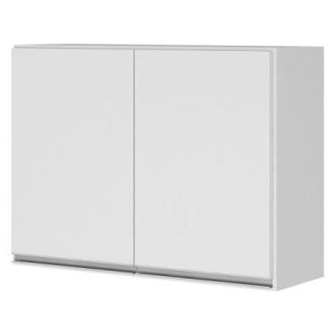 Imagem de Armário Aéreo Multiuso Lux 80cm 100% MDF 02 Portas Branco - Desk Desig