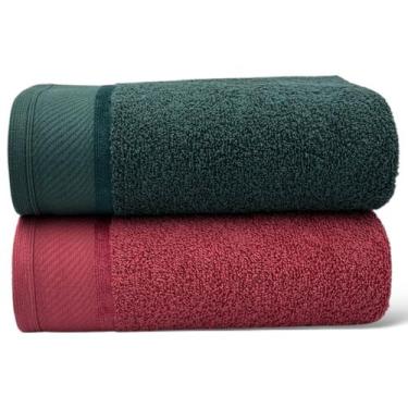 Imagem de Kit Com 02 Toalhas De Banho Gigante / Banhão - Eleganz - Verde/Terraco