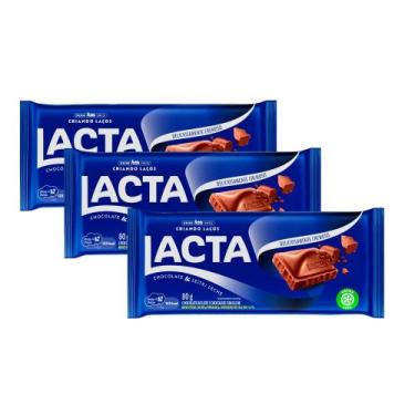 Imagem de Kit 3 Chocolate Lacta Ao Leite 80g