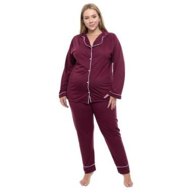 Imagem de Pijama Americano Longo Sepie 620 Vermelho Plus Size, Vinho, G3