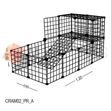 Imagem de Cercadinho Aramado Preto com Rampa Para Pet - 1,20 X 0,60 X 0,60m - LM