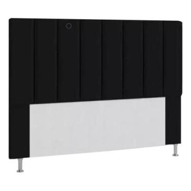 Imagem de Cabeceira Moderna Estofada 140cm Carla Casal Preta - Biselos Decor
