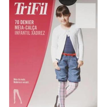Imagem de Meia Calça Infantil Xadrez Trifil (W06314/6314) Fio 70 Denier, Cinza, 