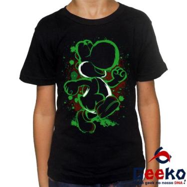 Imagem de Camiseta Infantil Yoshi 100% Algodão - Super Mario Bros - Geeko, Preto