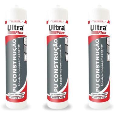 Imagem de Kit 3 Selante Vedante Poliuretano PU Ultraflex Bege Bisnaga 400g ITW