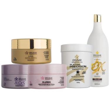 Imagem de  Kit Cronograma Capilar + Pó Descolorante Blue + OX de 20Vol - Dyusar 