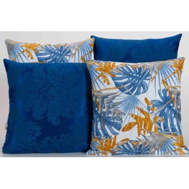 Imagem de  Almofada Sala Decorativa Jacquard 4 unidades- Costela de Adão Azul - 