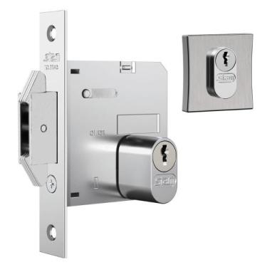 Imagem de Fechadura Porta Correr Externa 1006 Escovado Ros. Quadrada - Stam