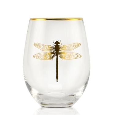 Imagem de Onebttl Presentes de libélula para mulheres, amantes de libélula, taça de vinho sem haste de 500 ml, presentes de aniversário e Natal, mandala com tema de libélula para filha, colega de trabalho, mãe
