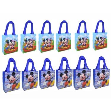 Imagem de Mickey & Friends de qualidade premium, não tecido, lembrancinha de festa, reutilizável, pequenos sacos de presente (12 sacos)