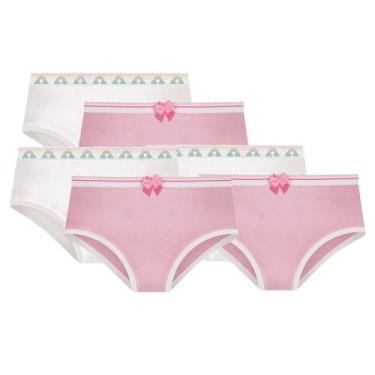 Imagem de Kit Com 6 Calcinhas Infantil Lisa Básica Selene Infanto Juvenil Para M