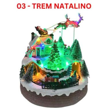 Imagem de Cenário Vila Natalina C/ Luz Som Movimento Papai Noel Natal Enfeite Lu