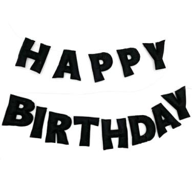 Imagem de Meygajoe Faixa de feliz aniversário de feltro pré-amarrada, guirlanda reutilizável de feliz aniversário, decorações de faixa de aniversário, placa de feliz aniversário personalizada para decoração de