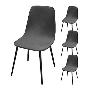 Imagem de Aedlcal Conjunto de 4 capas de cadeira Shell, modernas de meados do século, luxuosas capas de veludo para cadeira de jantar, capas de cadeira de plástico sem braços para sala de jantar, cozinha, sala