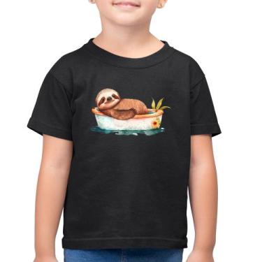 Imagem de Camiseta Algodão Infantil Ursinho Panda Relaxando Na Piscina - Foca na