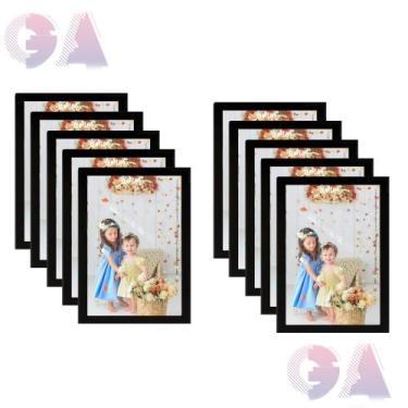 Imagem de Kit 10 Porta Diploma 21x30 A4  Moldura Preto Com Vidro Para Fotos e De