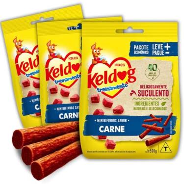 Imagem de Kit 3 Bifinho Petisco Keldog Criadores Sabor Carne para Cães - 500g - 
