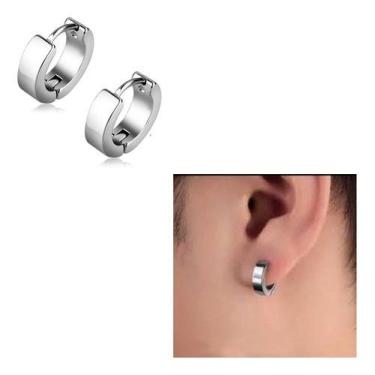 Imagem de Par De Brinco Masculino Argola Aço Cirúrgico 4mm Barato - ALRA SEMIJOI