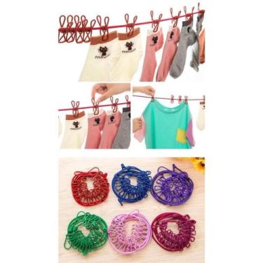 Imagem de Varal De Corda Elástica Colorido com pregadores /Acampamento /Viagem -