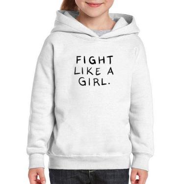 Imagem de Moletom Infantil Fight Like a Girl - Foca na Moda, Branco, 2