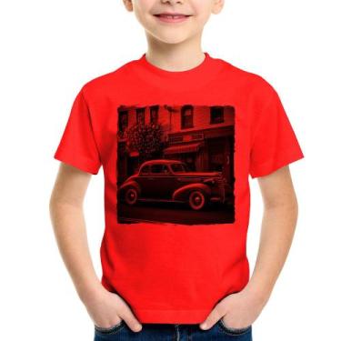 Imagem de Camiseta Infantil Carro antigo na cidade - Foca na Moda, Vermelho, 4