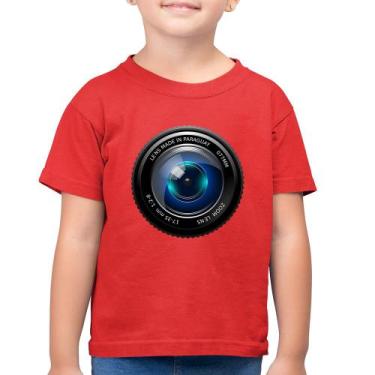Imagem de Camiseta Algodão Infantil Lente Câmera - Foca na Moda, Vermelho, 12