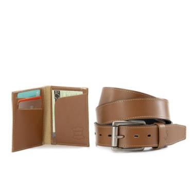 Imagem de Kit Cinto Em Couro Legitimo + Porta Cartão Masculino De Couro - Use Yo