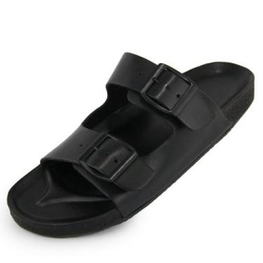 Imagem de Sandália Conforto Casual de Couro Masculino Burly Heads Black Preta, M