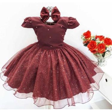 Imagem de Vestido Marsala Infantil Festa Casamento Formatura Luxo - festa luxo, 