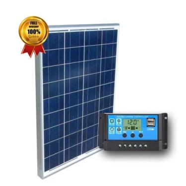 Imagem de Kit Energia Solar Placa Painel 60w Carrega Bateria 12v Controlador - R