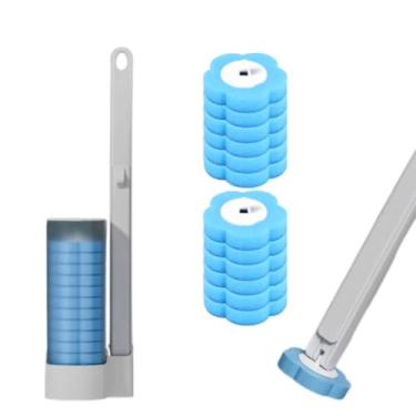 Imagem de Escova de Limpeza Sanitária com 12 Refis Descartáveis Design Ergonômico Limpeza Profunda Sem Danos ao Vaso Sanitário Refil Descartável