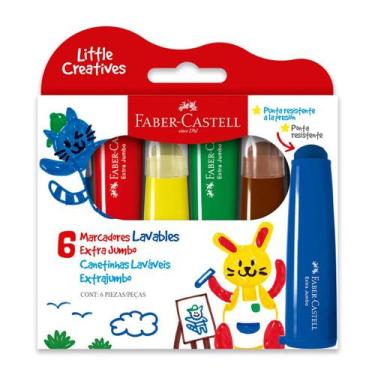 Imagem de Caneta Hidrográfica Faber Castell Jumbo Little Creatives 6 Cores Ref: 