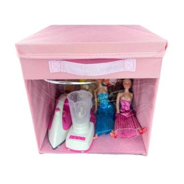 Imagem de Caixa Porta Brinquedos - Com Visor E Tampa Fixa - Organibox, ROSA