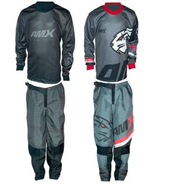Imagem de Roupa Motocross Infantil Trilha Off-road Cross Preto Cinza - AMX, Trai