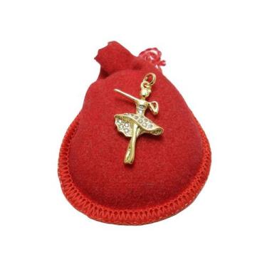 Imagem de Pingente Bailarina 30mm Zirconia Folheado Ouro 18k Pi230 - WNBIJOUTERI