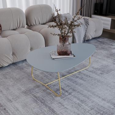 Imagem de Mesa de Centro Trude Organica 35cm X 90cm X 60cm Cristal / Dourado